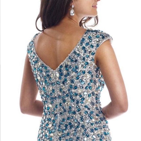 NWT Mini Crystals & Sequins Teal Sparkly Cocktail Dress Size 2 - Picture 2 of 9